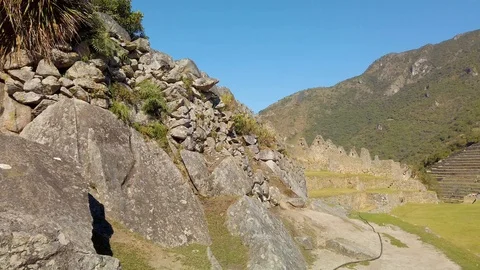 Ancient inca constructions in Machu Picchu ruins Vídeos de archivo 121500644