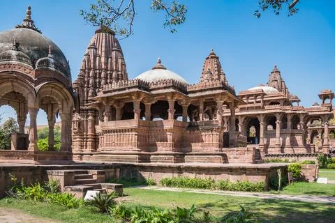 Ancient Indian Temples of structure featuring intricate carvings and vibrant  Stock-Fotos