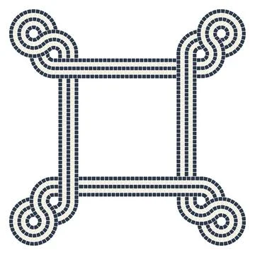 Ancient interweaving mosaic decorative element. Decorative antique stone Stock Illustration