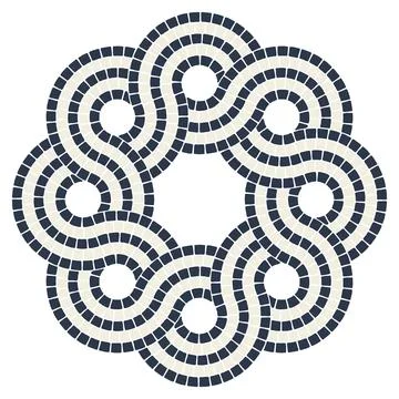 Ancient interweaving mosaic decorative element. Decorative antique stone Stock Illustration