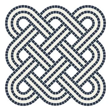 Ancient interweaving mosaic decorative element. Decorative antique stone Stock Illustration