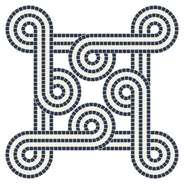 Ancient interweaving mosaic decorative element. Decorative antique stone Stock Illustration