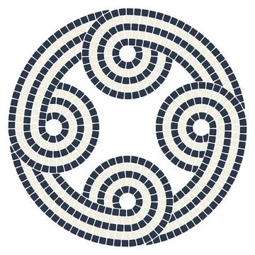 Ancient interweaving mosaic decorative element. Decorative antique stone Stock Illustration