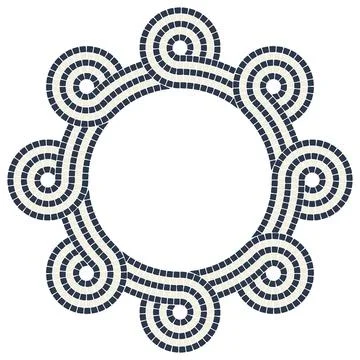 Ancient interweaving mosaic decorative element. Decorative antique stone Stock Illustration