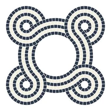 Ancient interweaving mosaic decorative element. Decorative antique stone Stock Illustration