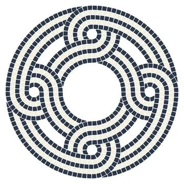 Ancient interweaving mosaic decorative element. Decorative antique stone Stock Illustration