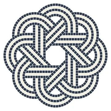 Ancient interweaving mosaic decorative element. Decorative antique stone Stock Illustration