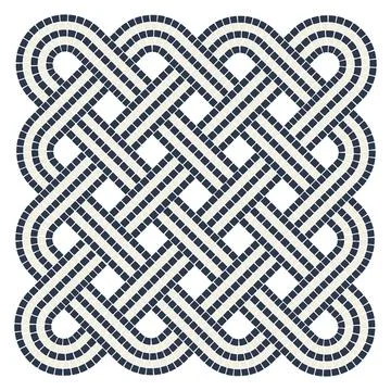 Ancient interweaving mosaic decorative element. Decorative antique stone Stock Illustration