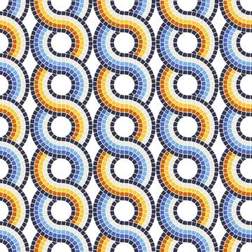 Ancient interweaving mosaic seamless pattern. Decorative antique stone ornament. Stock Illustration