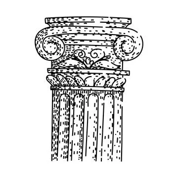 Ancient ionic classical column hand drawn vector illustration Ilustración de archivo