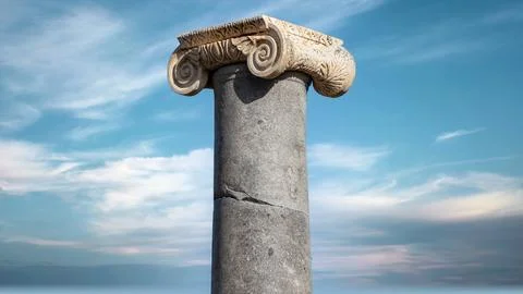 Ancient Ionic column at Patara archaeological site in Turkey Stockfoto's