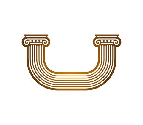 Ancient Ionic columns bent and connected by their bases to form a single shape Stock Illustration