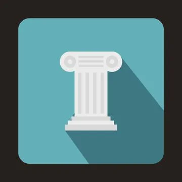 Ancient Ionic pillar icon, flat style Stock Illustration