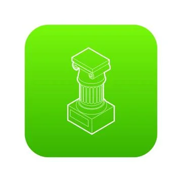 Ancient Ionic pillar icon green Stock Illustration