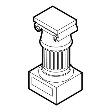 Ancient Ionic pillar icon, outline style Stock Illustration