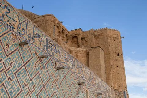 Ancient Islamic architecture: a wall fragment of the Khoja Ahmed Yasawi Stock Photos
