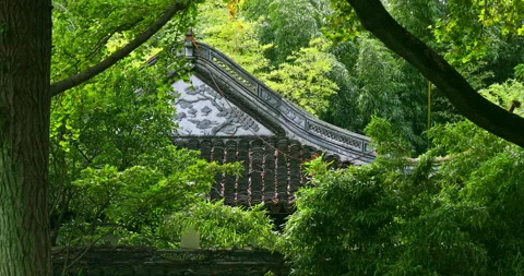 The ancient Jiangnan-style architecture, with its white walls and black til.. Vídeo Stock 331416161
