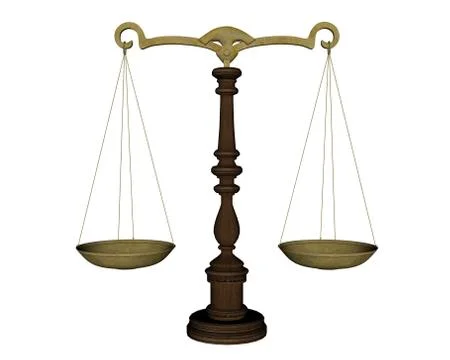 Ancient justice balance - 3D render Stock Illustration