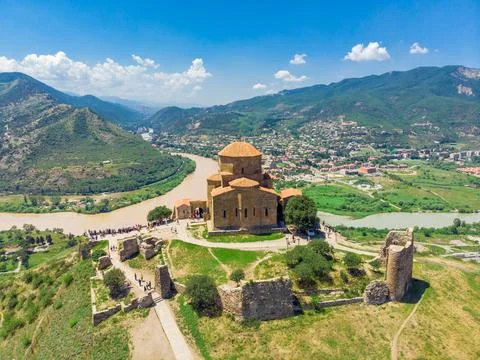 Ancient Jvari Monastery in Mtskheta, Georgia Foto stock