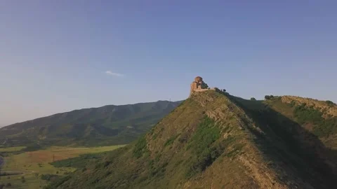 Ancient Jvari Monastery On The Top Of The Mountain. Aerial view in 4K. Georgia Stock Footage 150917076