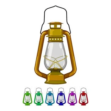 Ancient kerosene lamp cartoon vector graphic Illustration