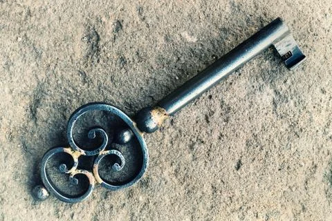 Ancient key from the Castle Stock Photos