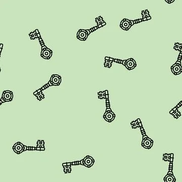 Ancient key line seamless pattern Stock Illustration