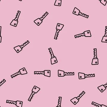 Ancient key line vector seamless pattern Stock Illustration