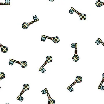 Ancient key vector seamless pattern Stock Illustration