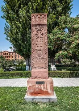 Ancient khachkars of Etchmiadzin. Stock Photos
