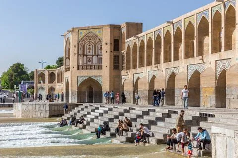 The ancient Khaju Bridge, (Pol-e Khaju), in Isfahan, Iran Stock Photos
