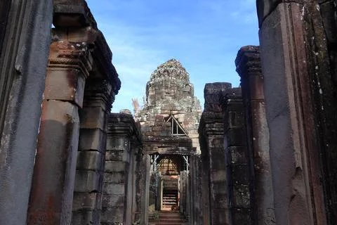 Ancient Khmer Library Structure at Bayon Temple, Angkor Thom, Siem Reap Stock Photos