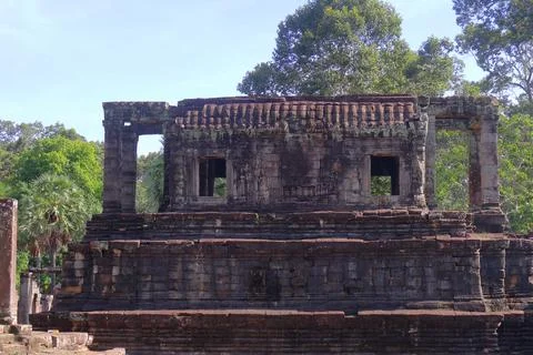 Ancient Khmer Library Structure at Bayon Temple, Angkor Thom, Siem Reap Stock Photos