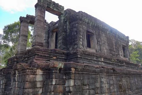 Ancient Khmer Library Structure at Bayon Temple, Angkor Thom, Siem Reap Stock Photos
