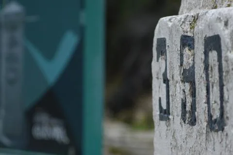 Ancient kilometer stone 3 Stock Photos