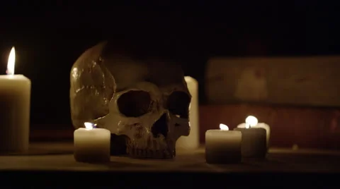 Ancient Knowledge and the Occult - Books, Candles and Forbidden Games Video stock 57657210
