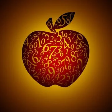 Ancient knowledge Many figures in the form of an apple. Artistic dark back... Stock Photos