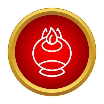 Ancient lamp burning with flames on a red background Illustrazione stock
