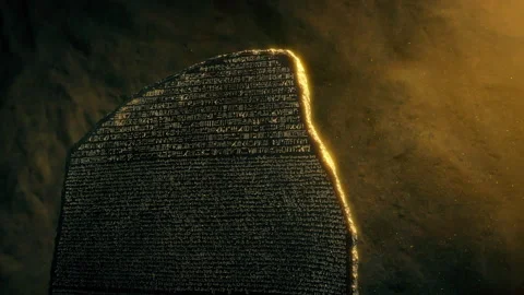 Ancient Language Carved Stone Tablet Stock Footage 308583414