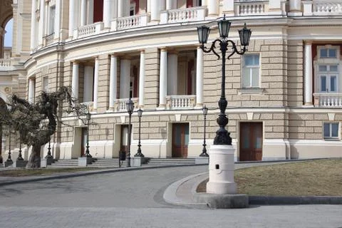 Ancient lantern. Town Square. Stock Photos