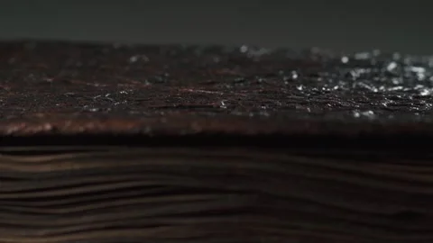 Ancient leather book. Rich texture of old, wrinkled leather. Macro shot.  Stock Footage 293928368