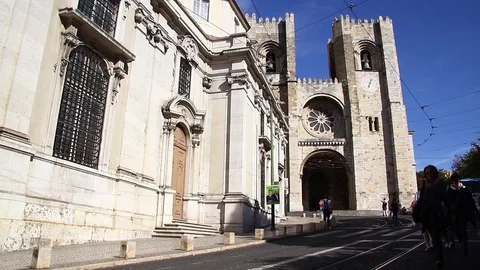 Ancient Lisbon Se Cathedral Stock Footage 95628802