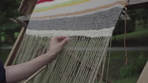 Ancient Loom Work Stock Footage 245753772