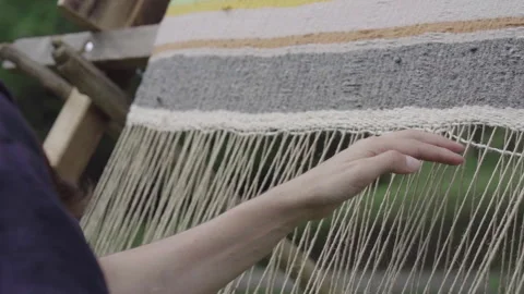 Ancient Loom Work Preparation Stock Footage 245796911