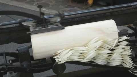 Ancient machine for making wood chips Stock Footage 80957101