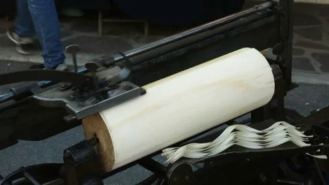 Ancient machine for making wood chips Stock Footage 81150112