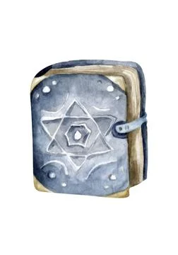 Ancient magic book with alchemy recipes and mystic spells and enchantments, d Stock Illustration