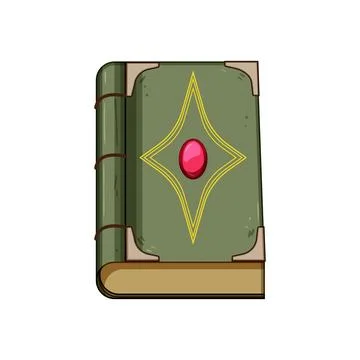 Ancient magic book with gem illustration Stock Illustration