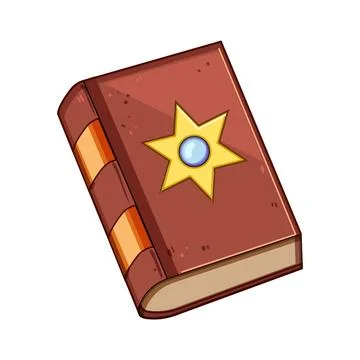 Ancient magic spell book with golden star gem Stock Illustration