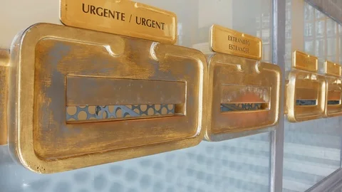 Ancient mailboxes in the post office building in Valencia, spain Video stock 91419815